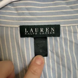 Lauren Ralph Lauren Sz S Button-Front Pajama Shirt Blue Striped Cotton Comfort‎ thumbnail 2