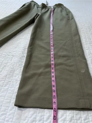 Athleta Allure High Rise Pant Women Size L Olive Branch Athleisure Wide Leg thumbnail 6