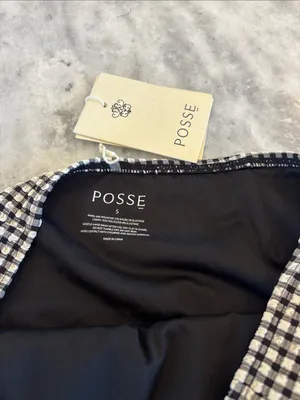 Posse Black and White Gingham High-Waist Bikini Bottoms thumbnail 2