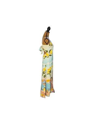 Paper Heart Lemon Amalfi Coast Tie Back Maxi Dress M Italian Summer Resort thumbnail 2