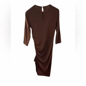 Zara Brown Ruched long sleeve midi dress size‎ M thumbnail 2