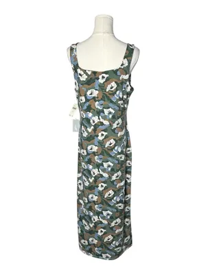 Daily Practice Anthropologie Green Floral Square Neck Midi Dress in Waypoint thumbnail 4