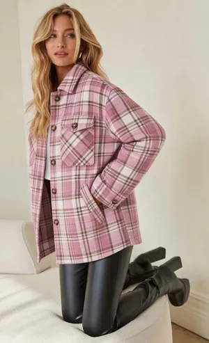 Plaid Flannel Utility Shacket thumbnail 1