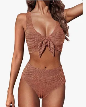 NEW Hanna Nikole High Waisted Bikini 2 Pc Swimsuit Tummy Control XL thumbnail 1