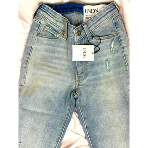 LNDN Landon Denim High Rise Straight Leg Distressed Jeans 36" Waist thumbnail 10