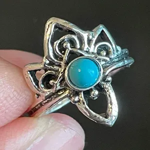 Turquoise stone boho ring size 4.5 thumbnail 4