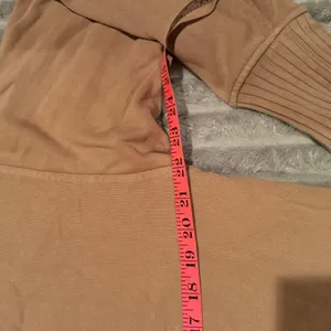 Aerie Oversized Quarter Zip Sweatshirt Tan‎ Ribbed Trim Pullover XS thumbnail 5