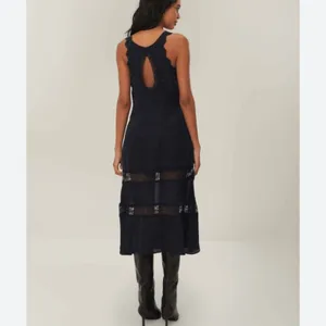 FARM Rio size medium black Lace Midi Dress new Stevie nicks witchy boho satin thumbnail 2