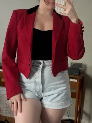 Vintage Red Cropped Blazer thumbnail 1