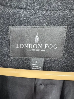 London Fog Women's Dark Charcoal Pea Coat L wool blend winter outdoors neutral thumbnail 6