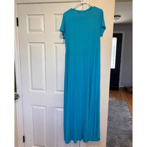 Free People FP Beach Maxi Dress Cover Up Blue Front Slit Swim Casual Size Large thumbnail 7