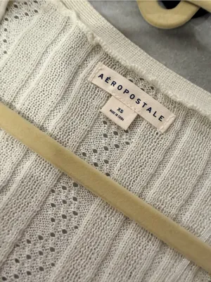 NWT Aeropostale Size XS Ivory Pointelle Knit Cropped Stretch Lace Cardigan Y2K thumbnail 8