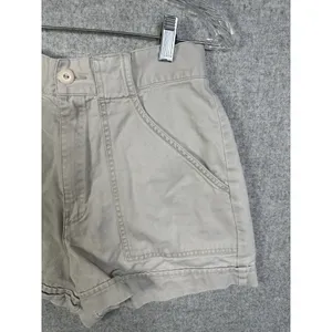 Vintage Abercrombie & Fitch Size 4‎ Cotton Womens Shorts High Waist Beige Mini thumbnail 3