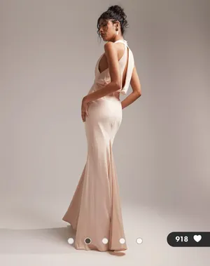 ASOS Bridesmaid Satin Halter Cowl Maxi Dress thumbnail 2