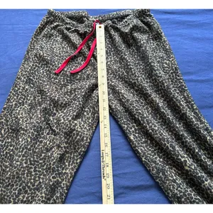 Anne Klein Womens Leopard Print Fleece Pajama Set Large Brown Red Trim L 14-16 thumbnail 10