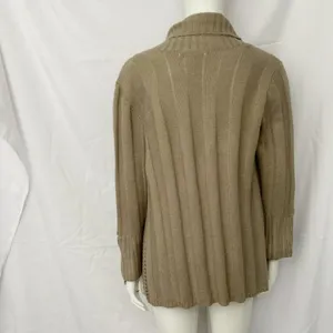 Carolyn‎ Taylor Open Front Tan Open Knit Button Detail Long Sleeve Bell Sz Small thumbnail 4