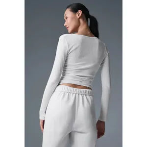 Alo White Gather Long Sleeve XS Top thumbnail 5