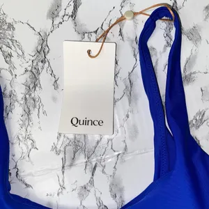 NWT Quince Electric Blue Italian Tank Bikini Swim Suit Top Women's Size Small thumbnail 5