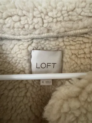 LOFT Faux Leather Suede Sherpa Open Vest Brown Cream Size M thumbnail 6