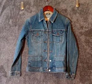 Eddie Bauer Jean Button Jacket Classic Vintage Trucker Look Womens Small thumbnail 1
