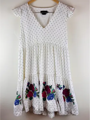 HATCH White Floral Embroidered Tiered Maternity Dress Size 1 Small thumbnail 2
