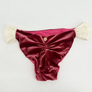 Cynababy Womens Velvet‎ Crochet Lace Trim Bikini Bottoms Size M ASO Hannah Davis thumbnail 9