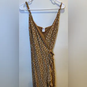 L*Space Polka Dot‎ Wrap Dress Tan Ruffle Maxi Dress Size M thumbnail 7