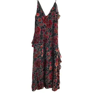 Jill Stuart Ruffled Floral 3D Velvet Floral Maxi Dress Size 6 thumbnail 6