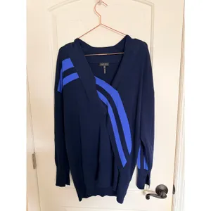 Rag & Bone Sweater Womens Cecile XS Navy Blue Graphic Stripe V-Neck‎ Pullover thumbnail 7