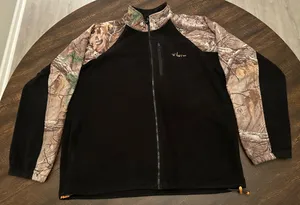 Habit Outdoors Mens Black Fleece Zip Up Realtree Camouflage Sleeve Size Large thumbnail 1