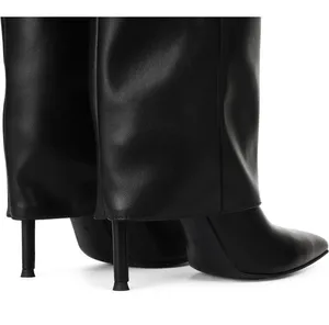Black Leather High Knee Boots Size 7 thumbnail 3