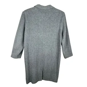 Newport News Vintage Black‎ White Chevron Wool Tweed Long Button Up Pea Coat 14 thumbnail 2