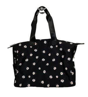Alice + Olivia Black Fabfitfun Daisy Print Duffle Bag Weekender Travel Overnight thumbnail 9