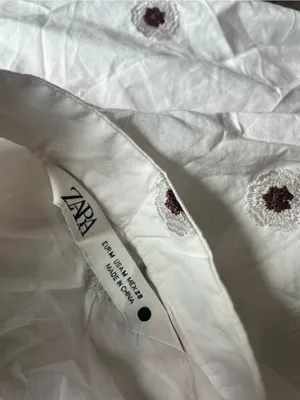 Zara White Maxi Dress with Maroon Floral Embroidery thumbnail 2