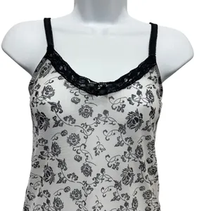 Y2K Whimsigoth‎ Women Mesh Fitted Cami XS Floral Lace Trim Coquette Fairygrunge thumbnail 3