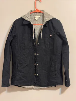 Dickies Crafted for Women Black Hooded Workwear Utility Jacket Size S thumbnail 1
