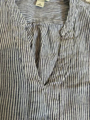 L.L.Bean Linen Pinstripe Pullover Shirt Sz Small Coastal Grandmother Breezy W3 thumbnail 7