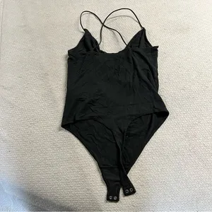 Abercrombie Soft Drapery Cowl Neck Black Bodysuit Size Medium EUC thumbnail 6