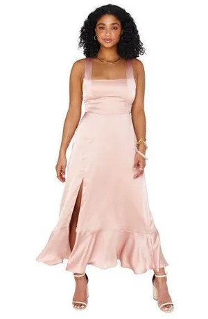 Show Me Your Mumu Claire Midi Dress in Rose Gold Luxe Satin size Small thumbnail 1