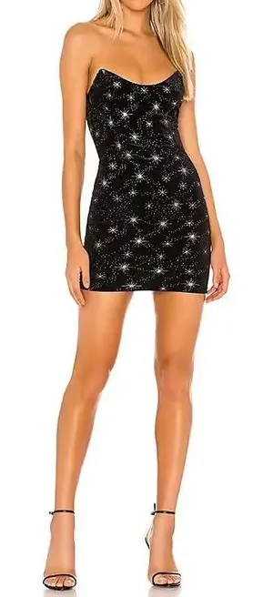Revolve Superdown Stevie Sweetheart Mini Dress Black Metallic thumbnail 1