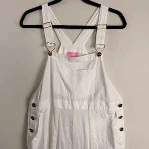 Stoney‎ Clover Lane White Linen Blend Overalls with Heart Hardware Size S thumbnail 3