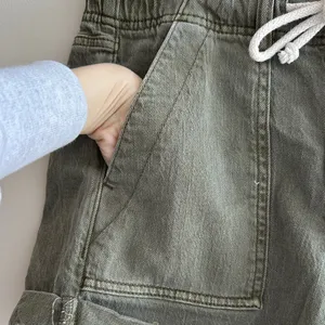 American Eagle Army Green Mid-Rise Shorts with a Tie Waistband, Stretch, Size 4 thumbnail 6