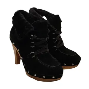 Vintage Black Guess Wooden heel booties sz 9.5 thumbnail 3