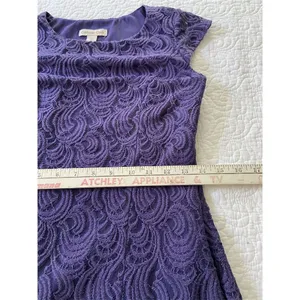 Coldwater Creek Purple Lace Knee Length Dress Size 4 Cap Sleeve​ thumbnail 13