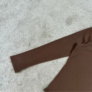 Old Navy Women’s Fitted Long-Sleeve Rib-Knit Henley Top Shirt in Espresso Bark L thumbnail 8