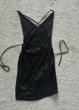 Black Sequin Homecoming Dress Korset Size M thumbnail 5