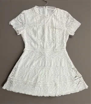 🦢 Blu Pepper Off-White Floral Lace Dress | Women’s Sz Med thumbnail 2