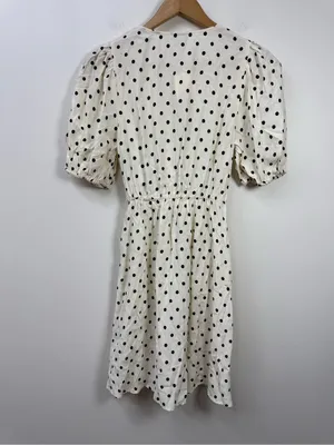 a new day Cream Polka Dot Puff-Sleeve Wrap Dress size XS thumbnail 4