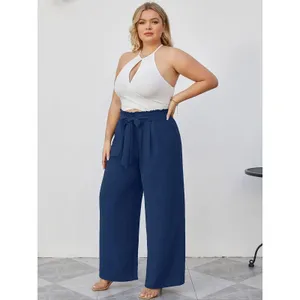 Cueply Womens Pants Sz 3X Dark Blue Wide Leg Pull On Trousers Pockets Casualwear thumbnail 3
