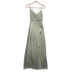 The Clothing Company Sage Green Satin Maxi Dress High Slit Formal Small NWT thumbnail 2